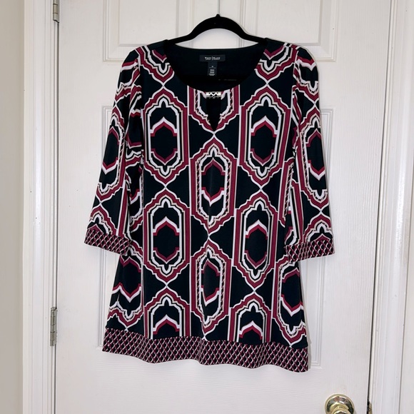 WHBM Black Keyhole Neck Long Sleeves Dress Size Medium - Picture 1 of 10